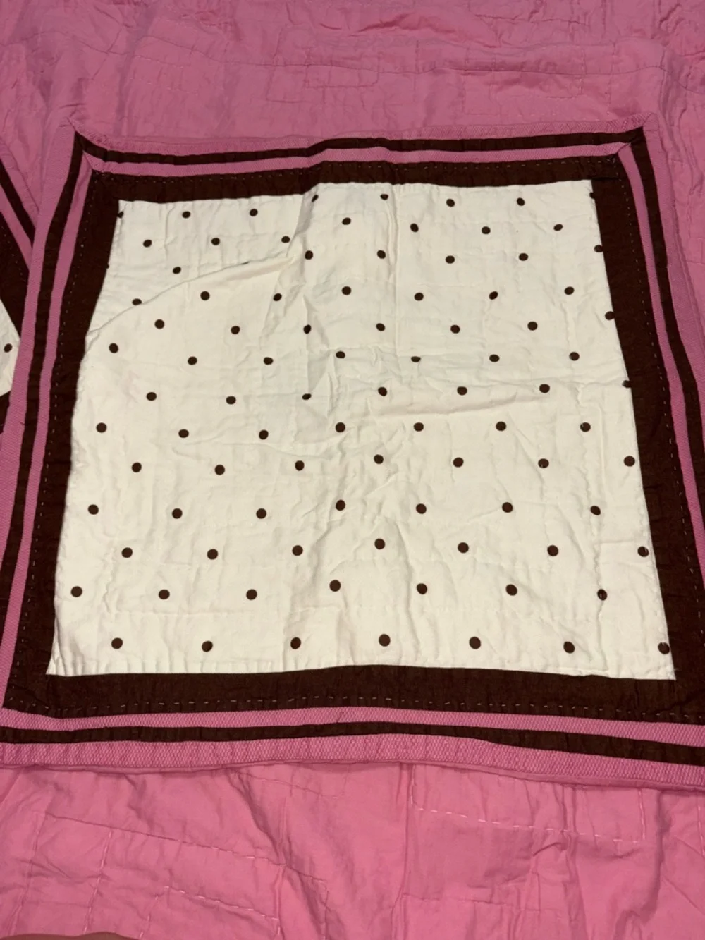 Nautica Pink and Brown ‘Savannah’ Patchwork Quilt Full/Queen with 2 NWOT Euros